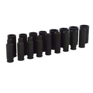 Juego de dados largos de impacto métricos cuadro de 3/8", 12 puntas, 17 piezas Urrea - Ferrechingón