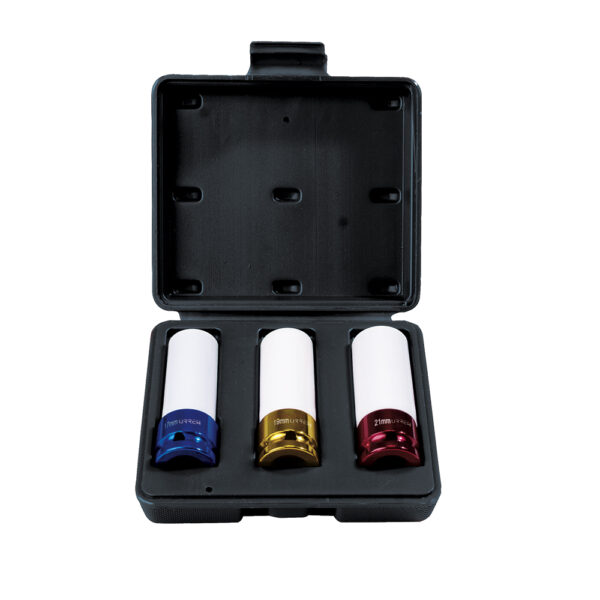Juego de dados de impacto métricos cuadro de 1/2" con protección Nylamid, 3 piezas Urrea - Ferrechingón