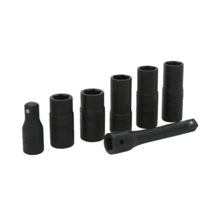 Juego de dados de impacto doble boca cuadro de 1/2" combinados, 6 puntas, 7 piezas Urrea Juego de dados de impacto doble boca cuadro de 1/2" combinados, 6 puntas, 7 piezas Urrea - Ferrechingón