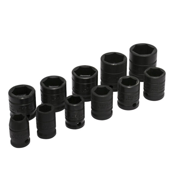 Juego de dados de impacto cuadro de 1/2", 6 puntas, en pulgadas, 11 piezas Urrea Juego de dados de impacto cuadro de 1/2", 6 puntas, en pulgadas, 11 piezas Urrea - Ferrechingón