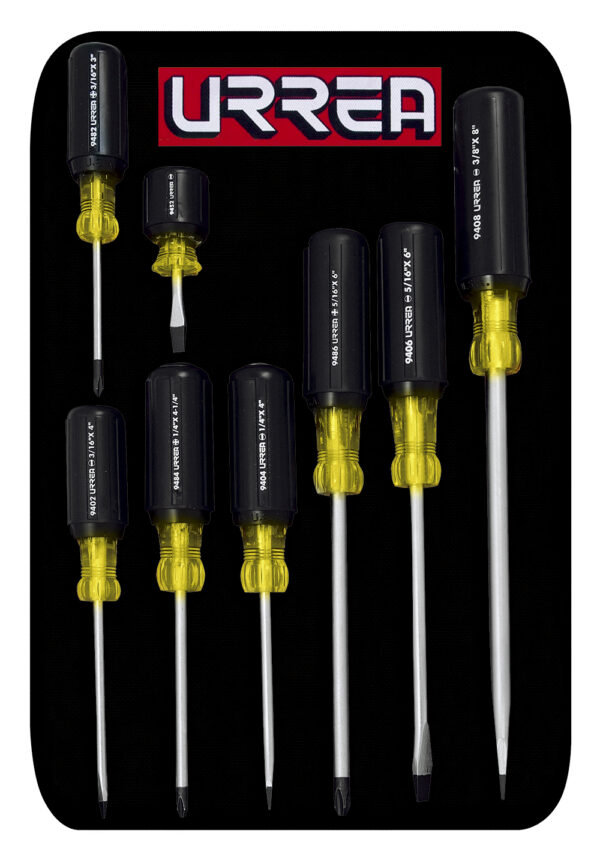 Juego de destornilladores con mango cushion grip, combinados, 8 piezas Urrea - Ferrechingón