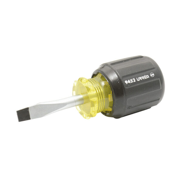 Destornillador con mango cushion grip, tipo trompo punta plana barra redonda 1/4" x 1-1/2" Urrea - Ferrechingón