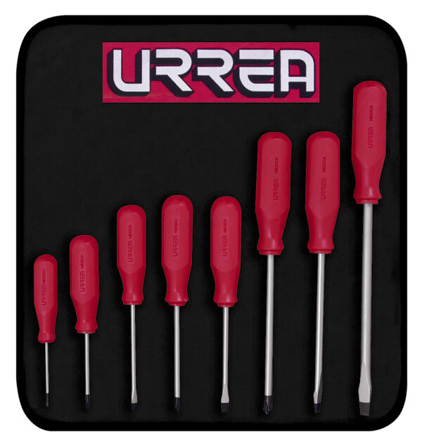 Juego de destornilladores con mango rojo, combinados, 8 piezas Urrea - Ferrechingón