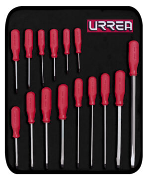 Juego de destornilladores con mango rojo, combinados, 15 piezas Urrea - Ferrechingón