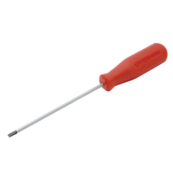 Destornillador con mango rojo, punta cabinet barra redonda 3/16" x 4" Urrea - Ferrechingón