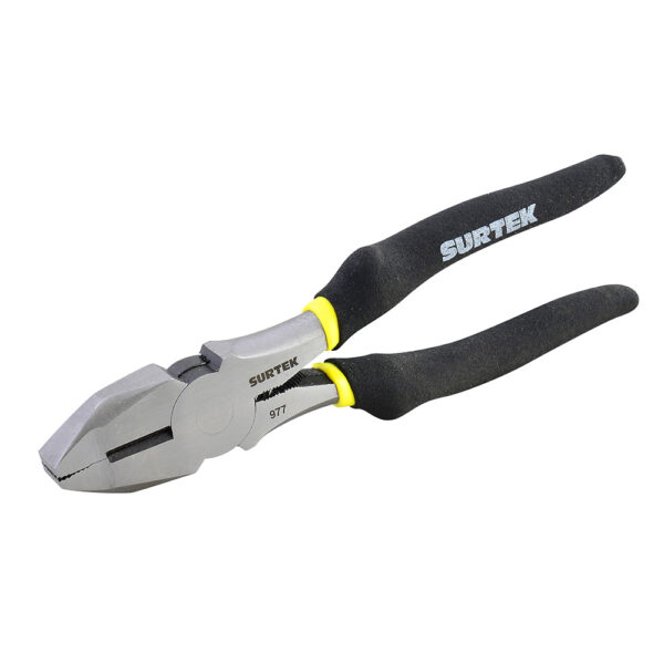 Pinza para electricista con mango rubber grip de 7", corte lateral nariz cuadrada Surtek - Ferrechingón