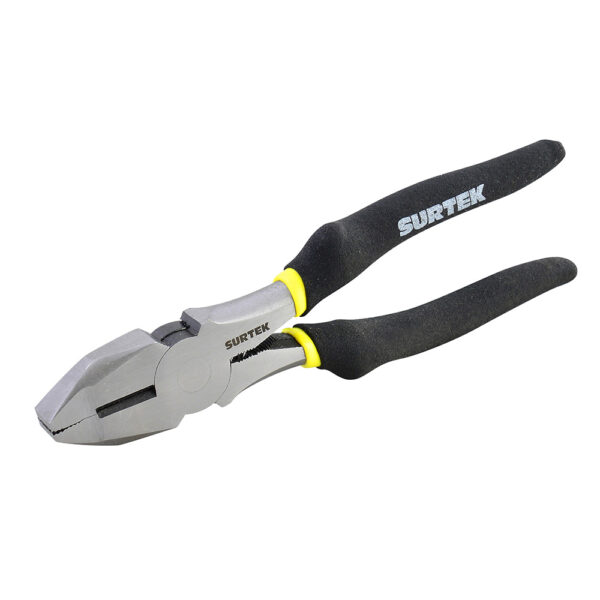 Pinza para electricista con mango rubber grip de 9", corte lateral nariz cuadrada Surtek - Ferrechingón