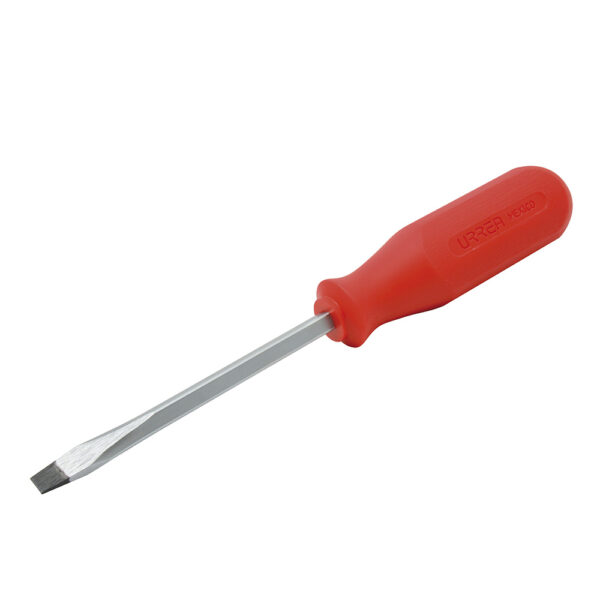Destornillador con mango rojo, punta plana barra cuadrada 3/8" x 8" Urrea - Ferrechingón