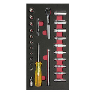 Juego de dados cortos y largos y accesorios cuadro de 1/4" en pulgadas, 26 piezas Urrea - Ferrechingón