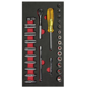 Juego de dados cortos y largos y accesorios cuadro de 1/4"  métricos, 28 piezas Urrea - Ferrechingón