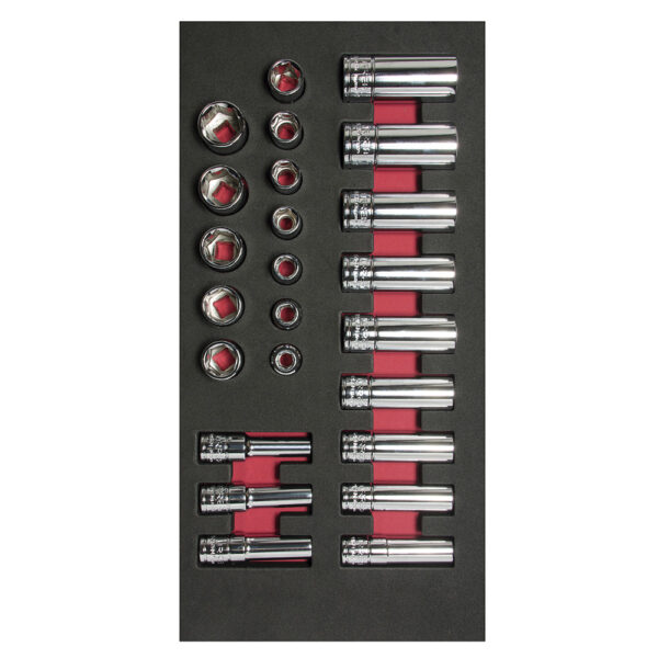 Juego de dados cortos y largos cuadro de 3/8" métricos, 24 piezas Urrea - Ferrechingón
