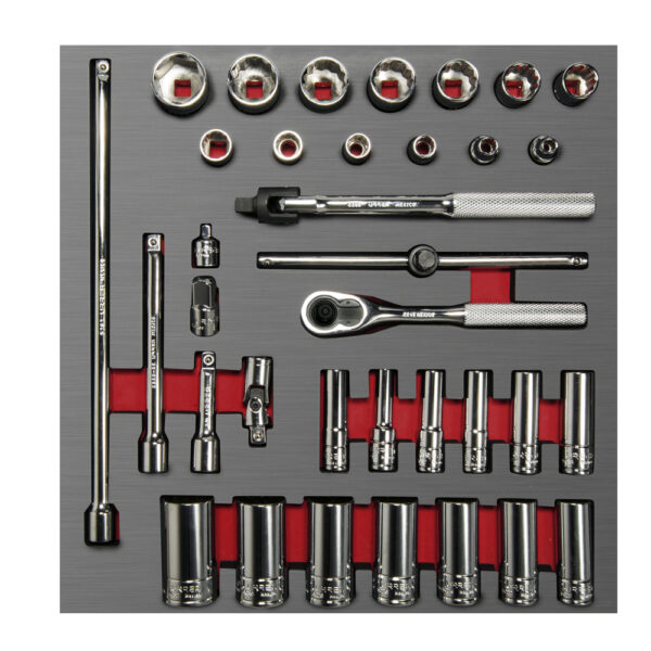 Juego de dados cortos y largos y accesorios cuadro de 3/8" métricos, 35 piezas Urrea - Ferrechingón