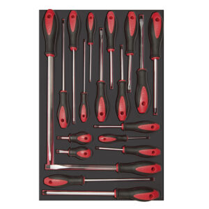 Juego de destornilladores mango bimaterial varias puntas bandeja laminada, 19 piezas Urrea - Ferrechingón