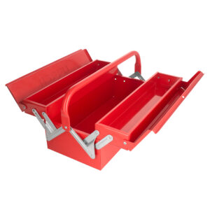 Caja portaherramientas metálica tipo acordeón roja 7" x 16" x 6" Urrea - Ferrechingón