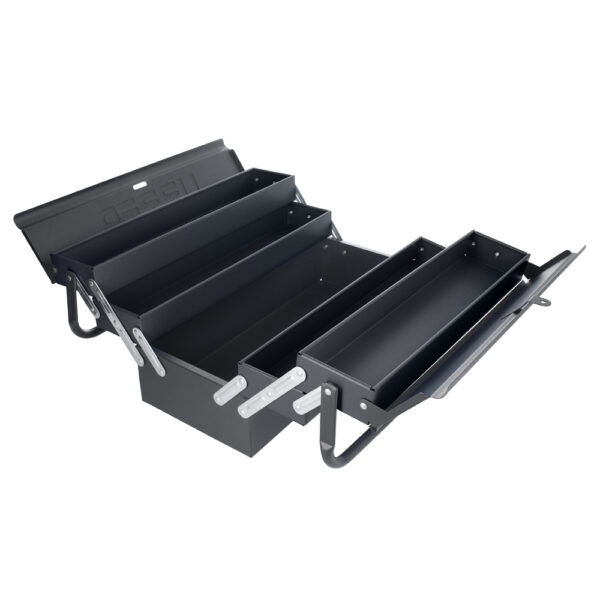 Caja portaherramientas metálica tipo acordeón negra 7" x 18" x 7" Urrea - Ferrechingón