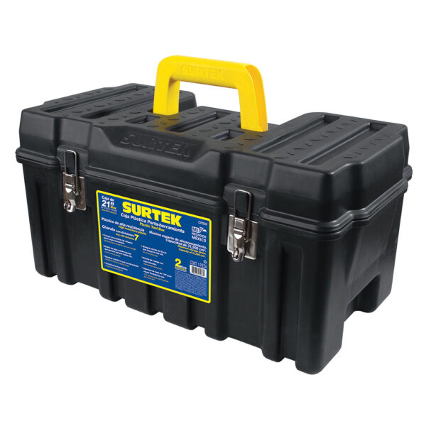 Caja portaherramientas plástica con broches metálicos 21" x 10" x 10" Surtek - Ferrechingón