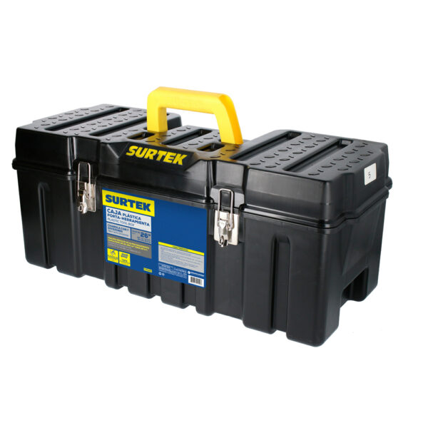Caja portaherramientas plástica con broches metálicos 26" x 10" x 10" Surtek - Ferrechingón