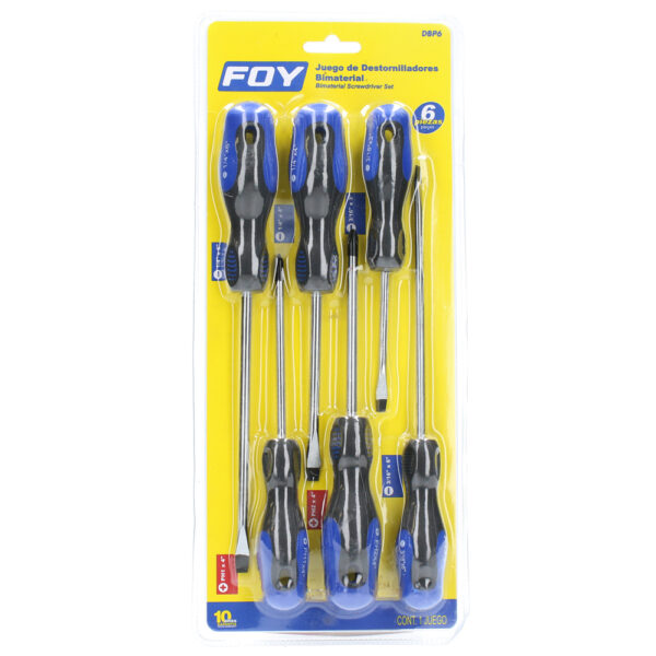 Juego de destornilladores con mango bimaterial combinados, 6 piezas Foy - Ferrechingón