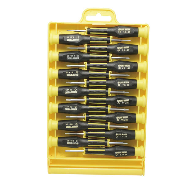 Juego de destornilladores de precisión combinados, 15 piezas Surtek Juego de destornilladores de precisión combinados, 15 piezas Surtek - Ferrechingón