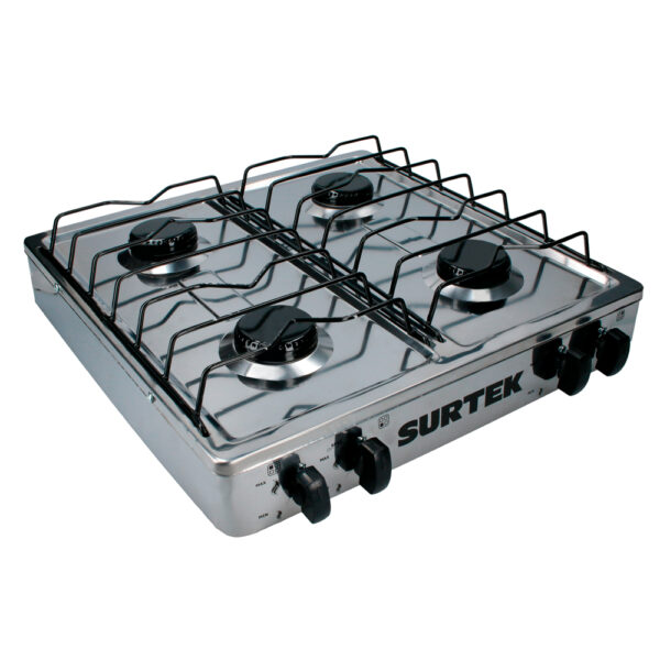 Estufa de gas 4 quemadores de acero inoxidable Surtek - Ferrechingón