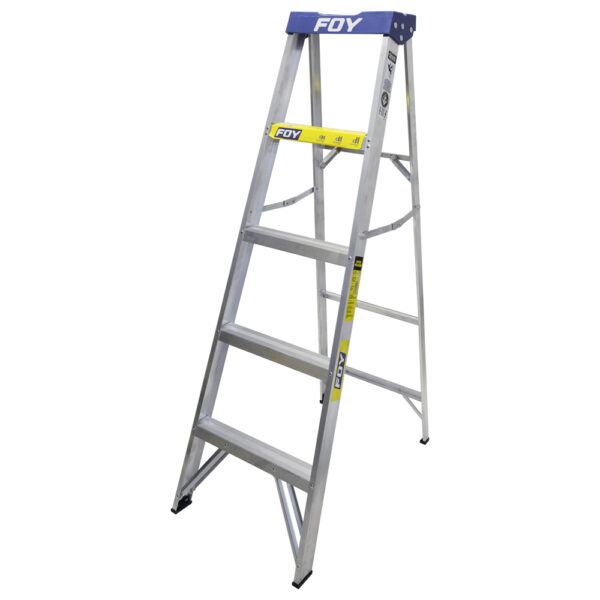 Escalera de tijera tipo III de aluminio y tapa plástica con 4 peldaños Foy Escalera de tijera tipo III de aluminio y tapa plástica con 4 peldaños Foy - Ferrechingón