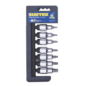 Juego de dados con punta Torx cuadro de 1/2", 7 piezas Surtek Juego de dados con punta Torx cuadro de 1/2", 7 piezas Surtek - Ferrechingón
