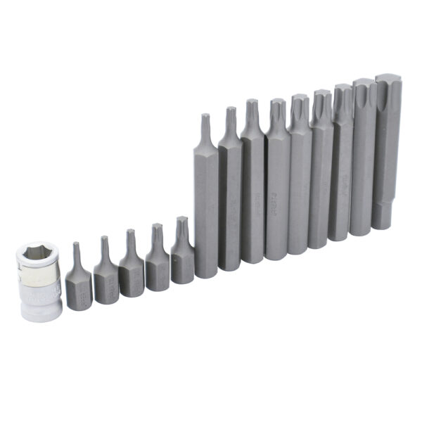 Juego de puntas torx cortas y largas hexágono de 3/8" con adaptador, 15 piezas Urrea - Ferrechingón