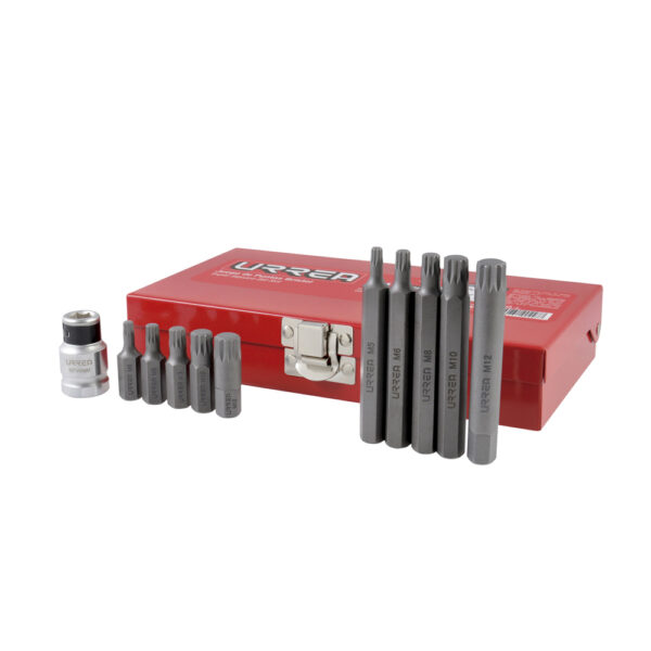 Juego de puntas bristol hexágono de 3/8" con adaptador y caja metálica, 11 piezas Urrea - Ferrechingón