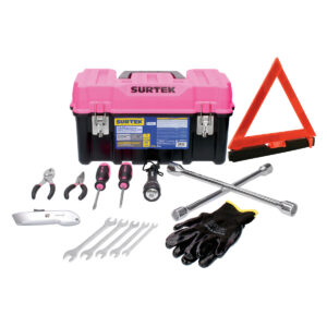 Juego combinado de herramienta automotriz con caja plástica rosa, 11 piezas Surtek - Ferrechingón
