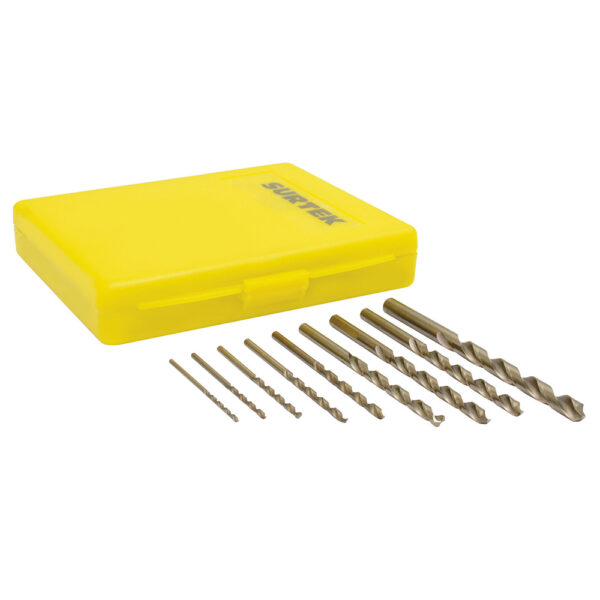 Juego de brocas con cobalto de acero de alta velocidad zanco recto, 10 piezas Surtek - Ferrechingón