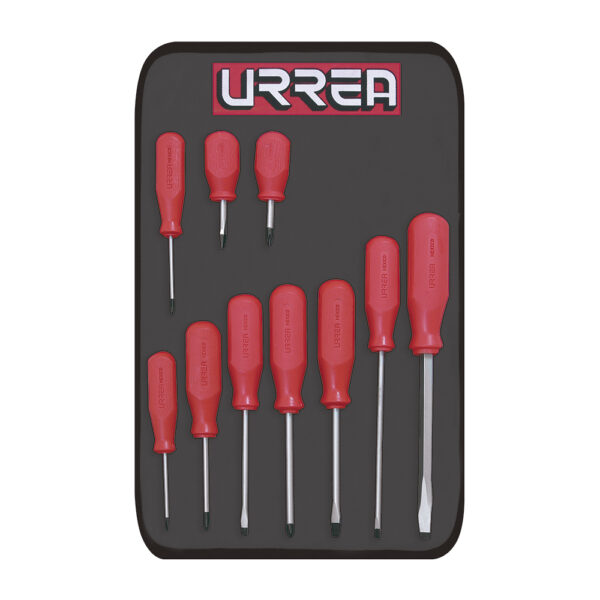 Juego de destornilladores con mango rojo, combinados, 10 piezas Urrea - Ferrechingón