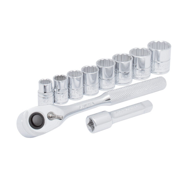 Juego de dados y accesorios cuadro de 3/8" métrico, 10 piezas Urrea - Ferrechingón