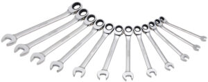 Juego de llaves combinadas pulido espejo de matraca spline reversible métricas, 12 piezas Urrea - Ferrechingón