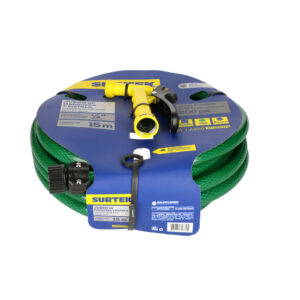 Manguera para jardín tramada 1/2", 15 m con pistola para riego Surtek - Ferrechingón