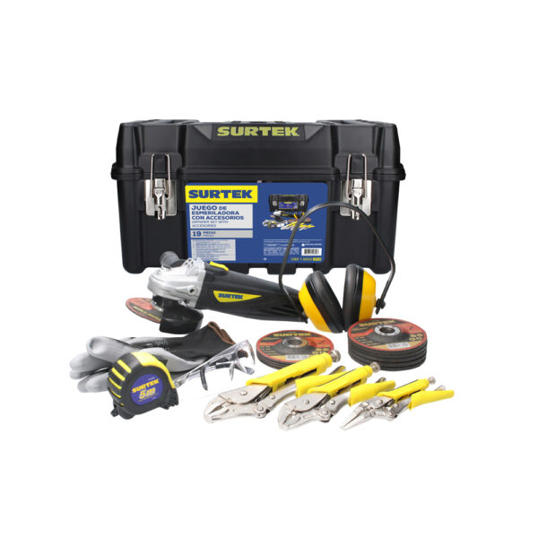 Juego combinado de herramienta con mini esmeriladora, 19 piezas Surtek - Ferrechingón