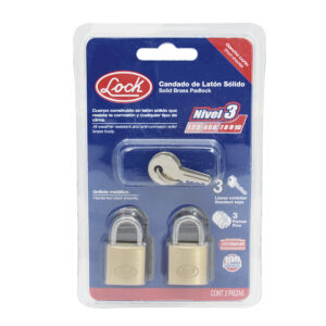Juego de candados de latón cortos 25 mm, llave estándar, 2 piezas Lock - Ferrechingón