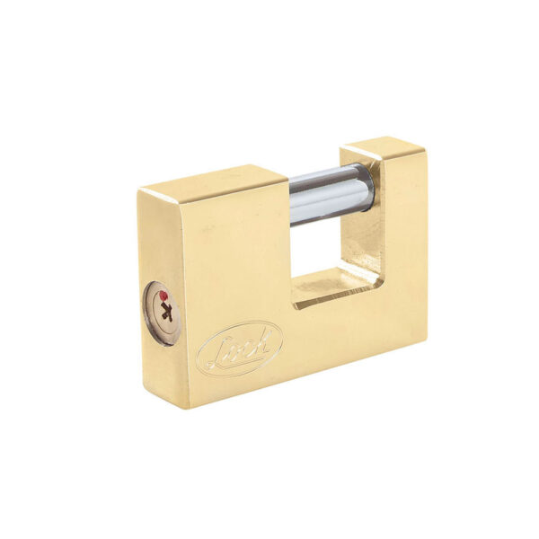 Candado de acero para cortina metálica 70 mm, latón brillante, llave tetra Lock Candado de acero para cortina metálica 70 mm, latón brillante, llave tetra Lock - Ferrechingón