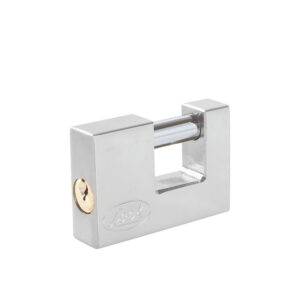 Candado de acero para cortina metálica 80 mm, cromo satinado, llave estándar Lock - Ferrechingón
