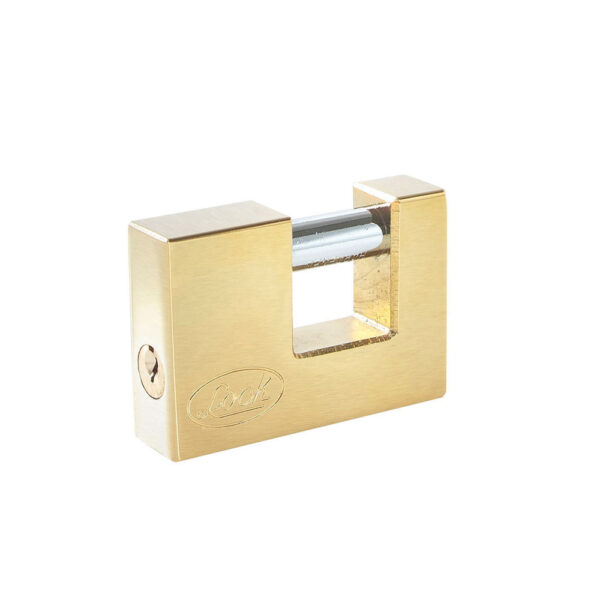 Candado de acero para cortina metálica 80 mm, latón brillante, llave estándar Lock Candado de acero para cortina metálica 80 mm, latón brillante, llave estándar Lock - Ferrechingón