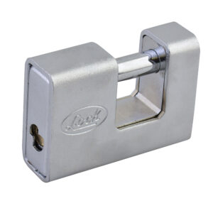 Candado de acero para cortina metálica 80 mm, cromo satinado, llave de puntos Lock - Ferrechingón