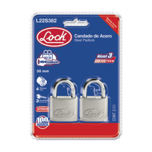 Juego de candados de acero cortos 38 mm, llave estándar, 2 piezas Lock - Ferrechingón