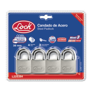 Juego de candados de acero cortos 38 mm, llave estándar, 4 piezas Lock - Ferrechingón