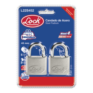 Juego de candados de acero cortos 45 mm, llave estándar, 2 piezas Lock - Ferrechingón