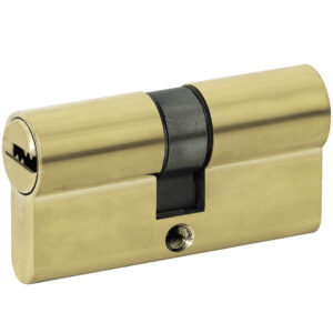 Cilindro europeo 60 mm función doble, latón brillante, llave de puntos, en caja Lock - Ferrechingón