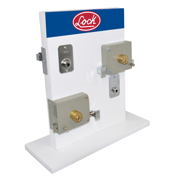 Exhibidor con cerraduras de sobreponer y de barra, 4 piezas Lock - Ferrechingón