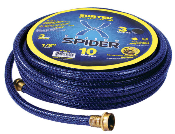 Manguera para jardín tejido spider con conector metálico 1/2", 15 m Surtek - Ferrechingón