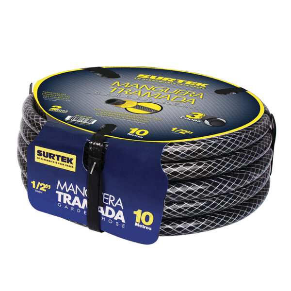 Manguera para jardín tramada gris con conector plásticos 1/2", 15 m Surtek - Ferrechingón