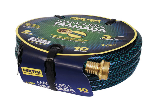 Manguera para jardín tramada con conector metálico 3/4", 25 m Surtek - Ferrechingón