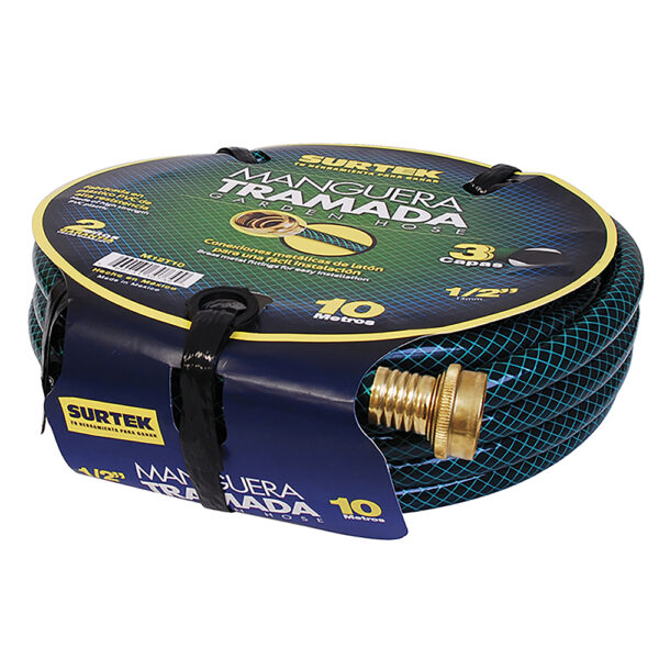 Manguera para jardín tramada con conector metálico 5/8", 20 m Surtek - Ferrechingón