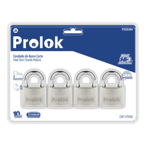 Juego de candados de acero cortos 38 mm, llave estándar, 4 piezas Prolok - Ferrechingón